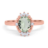 Art Deco Oval Natural Stone Beaded Ring