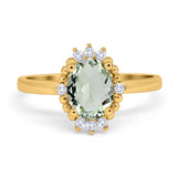 Art Deco Oval Natural Stone Beaded Ring