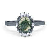 Art Deco Oval Natural Stone Beaded Ring