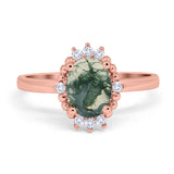 Art Deco Oval Natural Stone Beaded Ring