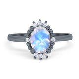 Art Deco Oval Natural Stone Beaded Ring