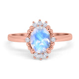 Art Deco Oval Natural Stone Beaded Ring