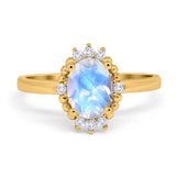 Art Deco Oval Natural Stone Beaded Ring