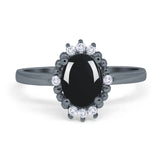 Art Deco Oval Natural Stone Beaded Ring