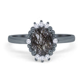 Art Deco Oval Natural Stone Beaded Ring