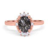 Art Deco Oval Natural Stone Beaded Ring