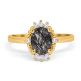 Art Deco Oval Natural Stone Beaded Ring