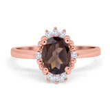 Art Deco Oval Natural Stone Beaded Ring