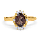 Art Deco Oval Natural Stone Beaded Ring