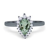 Art Deco Pear Natural Stone Wedding Ring