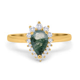 Art Deco Pear Natural Stone Wedding Ring