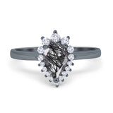 Art Deco Pear Natural Stone Wedding Ring