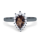 Art Deco Pear Natural Stone Wedding Ring