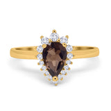 Art Deco Pear Natural Stone Wedding Ring
