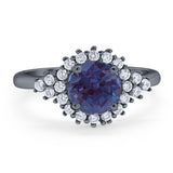 Art Deco Round Natural Stone Flower Ring