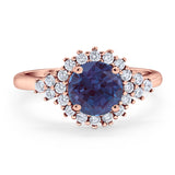 Art Deco Round Natural Stone Flower Ring