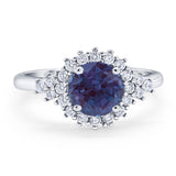 Art Deco Round Natural Stone Flower Ring