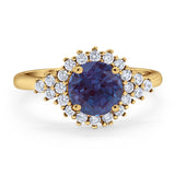 Art Deco Round Natural Stone Flower Ring