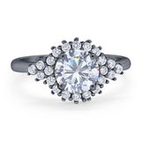 Art Deco Round Natural Stone Flower Ring