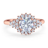 Art Deco Round Natural Stone Flower Ring