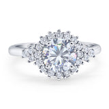Vintage Style Round Moissanite Flower Ring 925 Sterling Silver