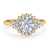 Art Deco Round Natural Stone Flower Ring