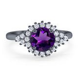 Art Deco Round Natural Stone Flower Ring