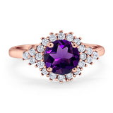 Art Deco Round Natural Stone Flower Ring