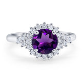 Art Deco Round Natural Stone Flower Ring