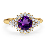 Art Deco Round Natural Stone Flower Ring