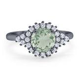 Art Deco Round Natural Stone Flower Ring