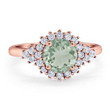 Art Deco Round Natural Stone Flower Ring