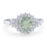 Art Deco Round Natural Stone Flower Ring