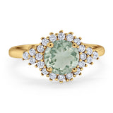 Art Deco Round Natural Stone Flower Ring