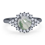 Art Deco Round Natural Stone Flower Ring