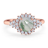 Art Deco Round Natural Stone Flower Ring