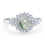 Art Deco Round Natural Stone Flower Ring