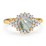 Art Deco Round Natural Stone Flower Ring