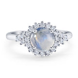 Art Deco Round Natural Stone Flower Ring