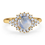 Art Deco Round Natural Stone Flower Ring