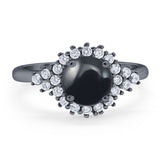 Art Deco Round Natural Stone Flower Ring