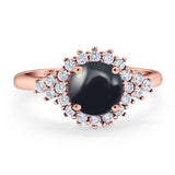 Art Deco Round Natural Stone Flower Ring