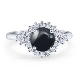 Art Deco Round Natural Stone Flower Ring