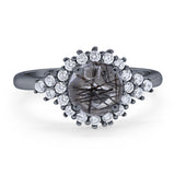 Art Deco Round Natural Stone Flower Ring