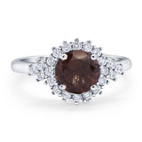 Art Deco Round Natural Stone Flower Ring