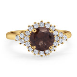 Art Deco Round Natural Stone Flower Ring