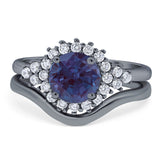 Two Piece Round Natural Stone Cluster Ring