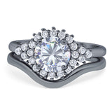 Two Piece Round Natural Stone Cluster Ring