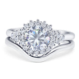 Two Piece Round Natural Stone Cluster Ring
