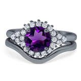 Two Piece Round Natural Stone Cluster Ring